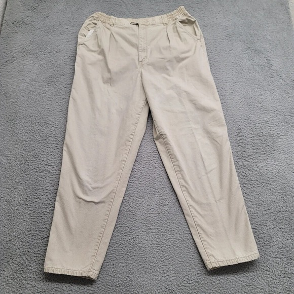 L.L.Bean Pants Womens 16 Tan‎ Vintage Flannel Lined Pathfinder Straight Pockets - Picture 1 of 12